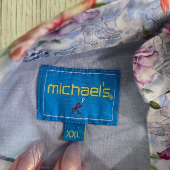 Mens Floral Print Long Sleeve Shirt XXL By Michaels colorfull bright loud flower - Picture 4 of 5